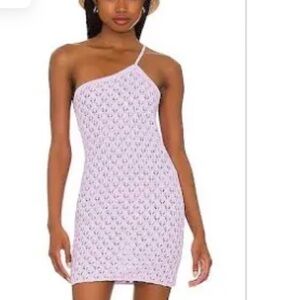 For Love and Lemons size small lavender crochet dress asymmetrical strap. New